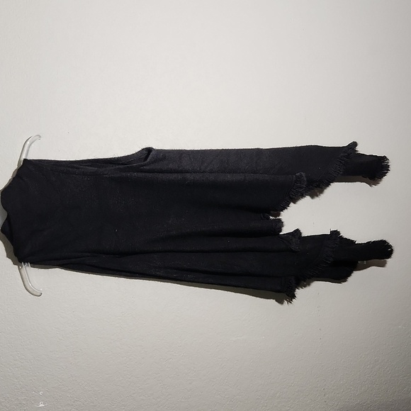 West Loop Vest Cardigan Open Front Sweater Black One Size Fringe Whimsigoth - Picture 4 of 10